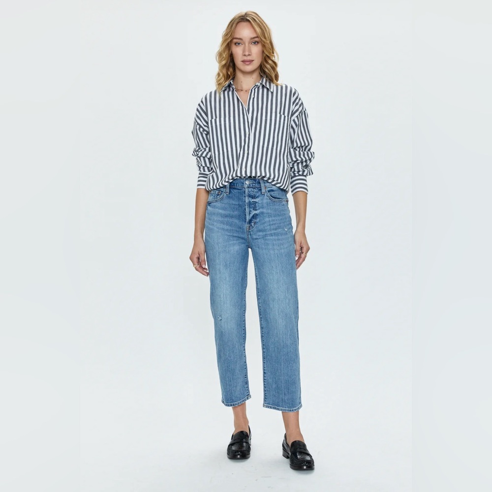 Cassie Crop Super High Rise Straight Denim